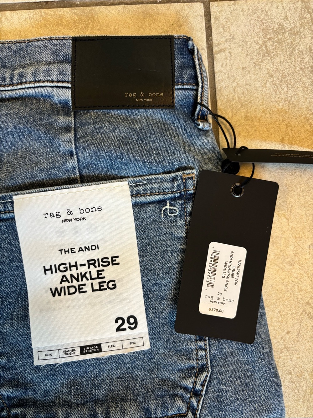 rag & bone High-Rise Wide-Leg Jeans in Light Blue Denim - Picture 8 of 10